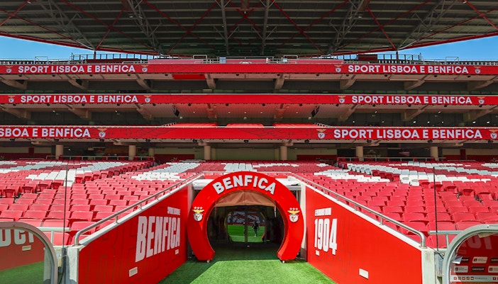Benfica Stadium players tunnel leading to the field, Lisbon, Portugal.