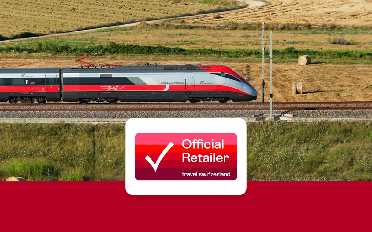 High-speed train traveling through countryside, Interrail Global Continuous Pass.