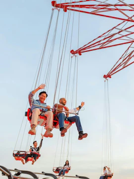 Tourists enjoying SkyFlyers ride at Asiatique Bangkok.