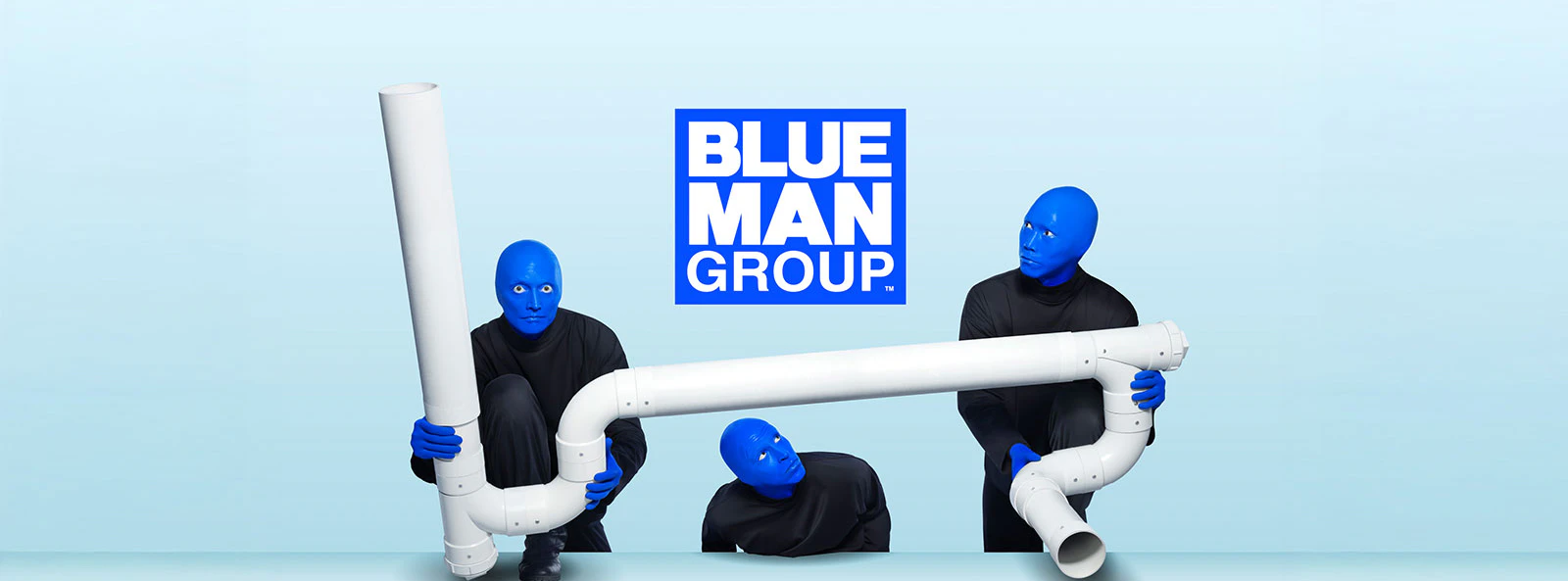 Blue Man Group performers with PVC pipes, Vegas show.