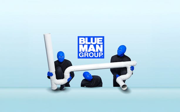 Blue Man Group performers with PVC pipes, Vegas show.