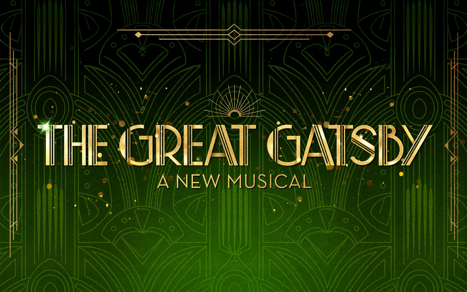 The Great Gatsby Musical title in gold on an art deco green background.