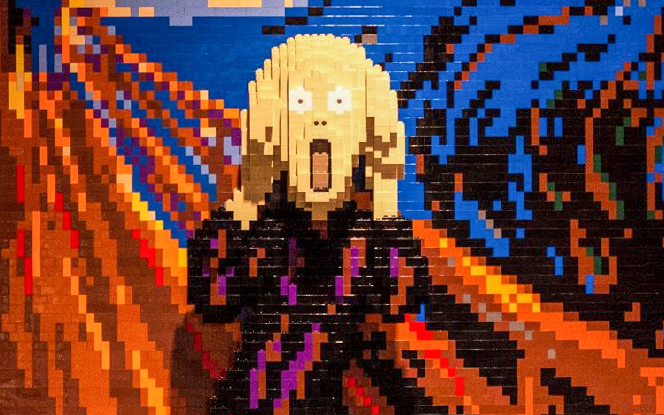 LEGO® brick recreation of "The Scream" at The Art of the Brick exhibition.