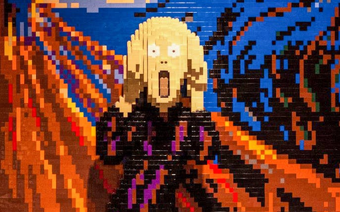 LEGO® brick recreation of "The Scream" at The Art of the Brick exhibition.