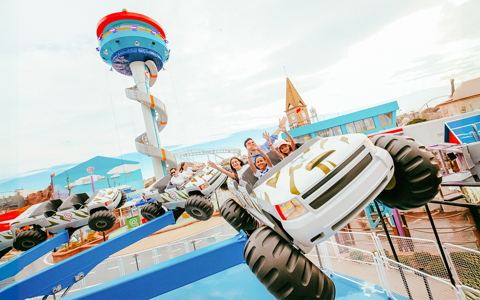 Visitors enjoying a ride at Adventure Bay, The Land of Legends theme park.