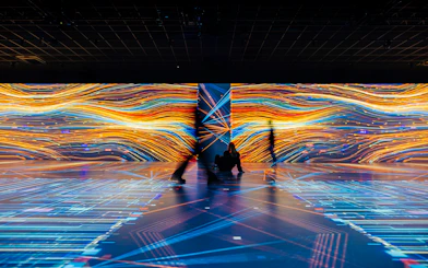 Guests viewing digital art displays at Signal Space Digital Art Gallery.