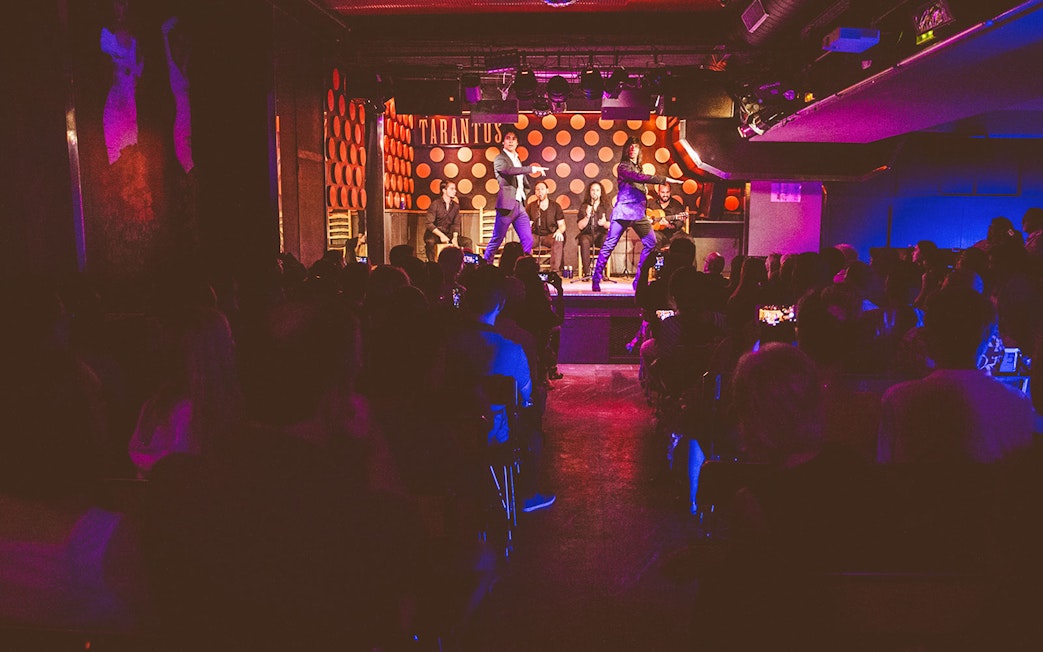 Audience watching a flamenco performance at Los Tarantos in Barcelona.