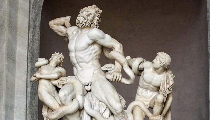 Laocoön and His Sons, intense marble group by Baccio Bandinelli, on display at Uffizi Gallery