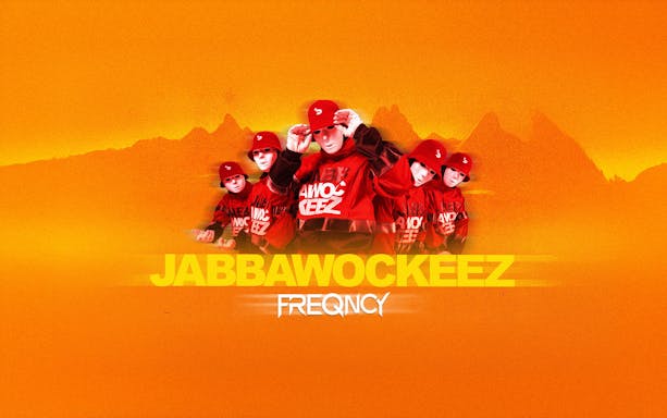 Jabbawockeez dancers in red outfits and masks, Vegas show promotion.