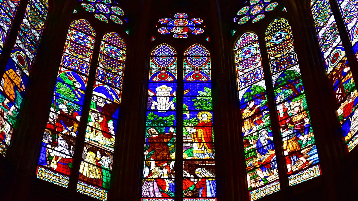 Stain glass Basilica Cathedral, Saint Denis