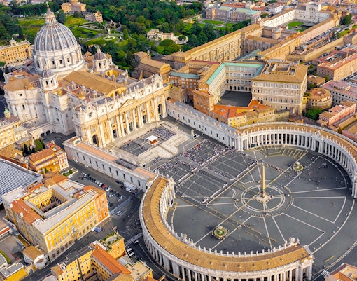 Aerial view of St. Peter's Basilica, Vatican City, Rome.