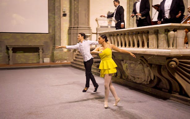 Ballet dancers performing at a Tuscan dinner and Three Tenors concert in Florence.