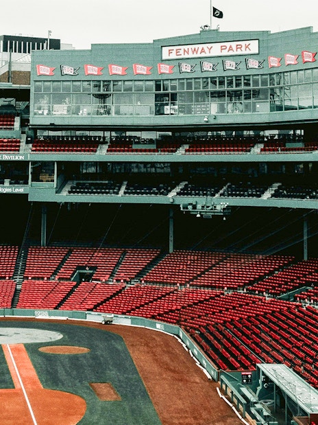Fenway Park baseball stadium seating and field in Boston.