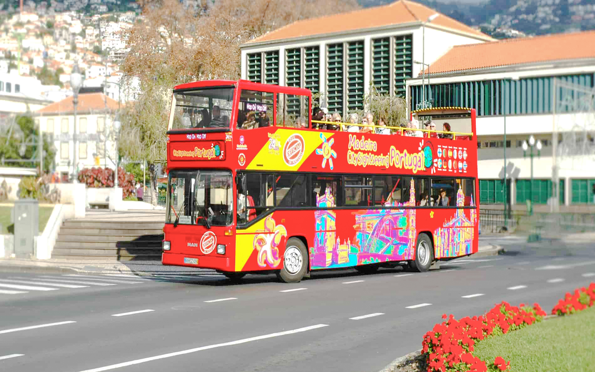 City Sightseeing hop on hop off tour bus in Funchal, Madeira.