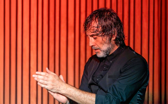 Performer clapping during a flamenco show at La Perla del Born, Barcelona.