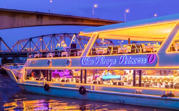 Chao Phraya Princess Cruise with buffet dinner and live music on the river at night.