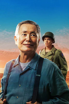 Broadway musical "Allegiance" poster featuring George Takei and Telly Leung at Charing Cross Theatre.