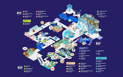 Lotte World Aquarium Hanoi map showing attractions and layout across two floors.