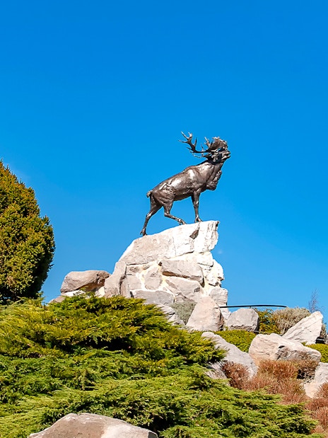 Bronze caribou statue at Beaumont-Hamel Memorial, Somme Battlefield.