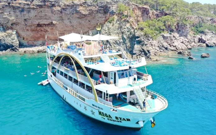 Antalya Mega Yacht Cruise to Kemer Coast with Lunch and Hotel Transfers