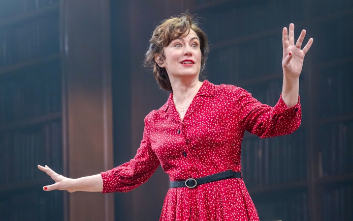 Performer in Shadowlands stage show, West End, gesturing expressively.