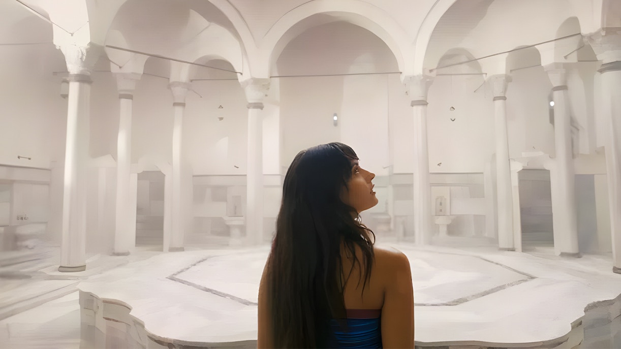 Guest exploring the historic Turkish Bath in Sultanahmet, Istanbul.