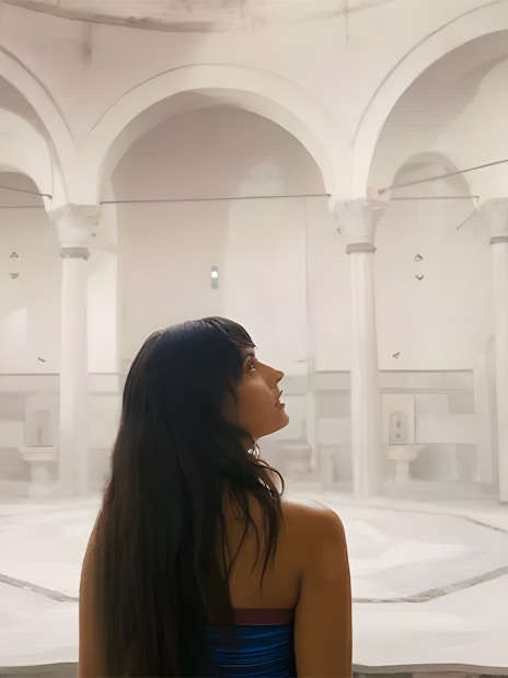 Guest exploring the historic Turkish Bath in Sultanahmet, Istanbul.
