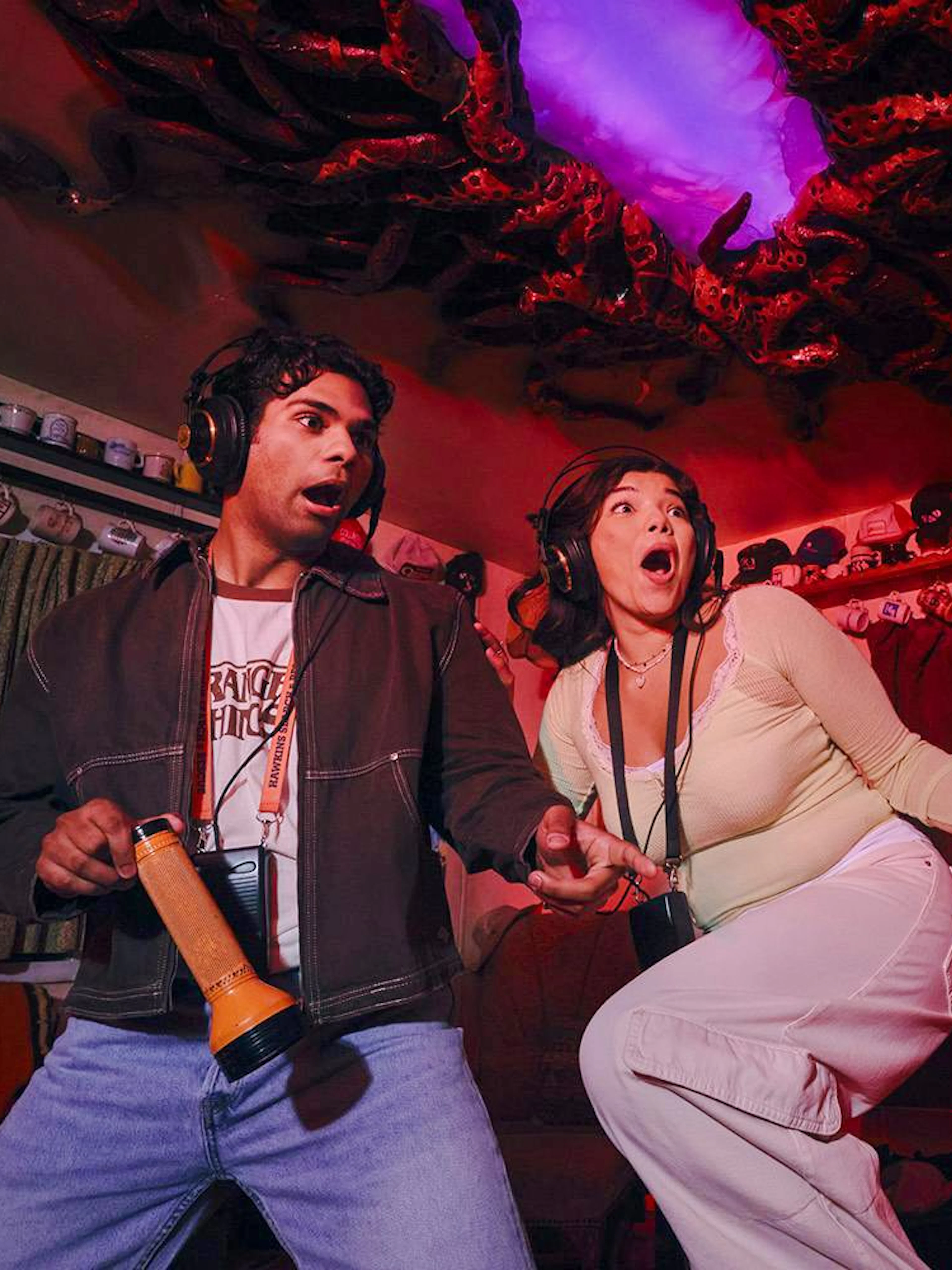 Guests playing Stranger Things games at Netflix House, Philadelphia.