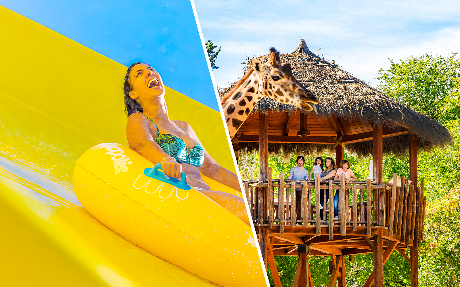 Woman enjoying a water slide at Aquopolis Villanueva.