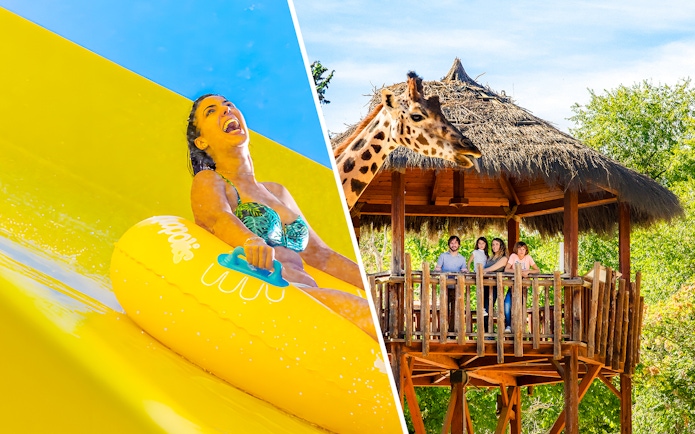Woman enjoying a water slide at Aquopolis Villanueva.