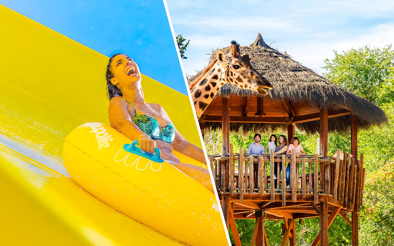 Woman enjoying a water slide at Aquopolis Villanueva.