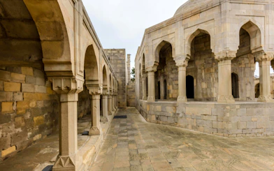 Palace of Shirvanshahs stone arches and courtyard in Baku.