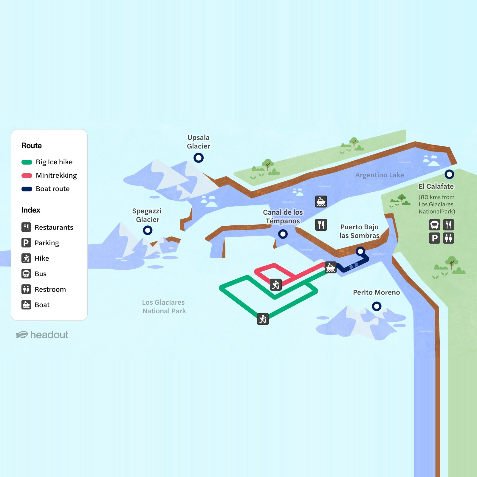 Perito moreno map hikes