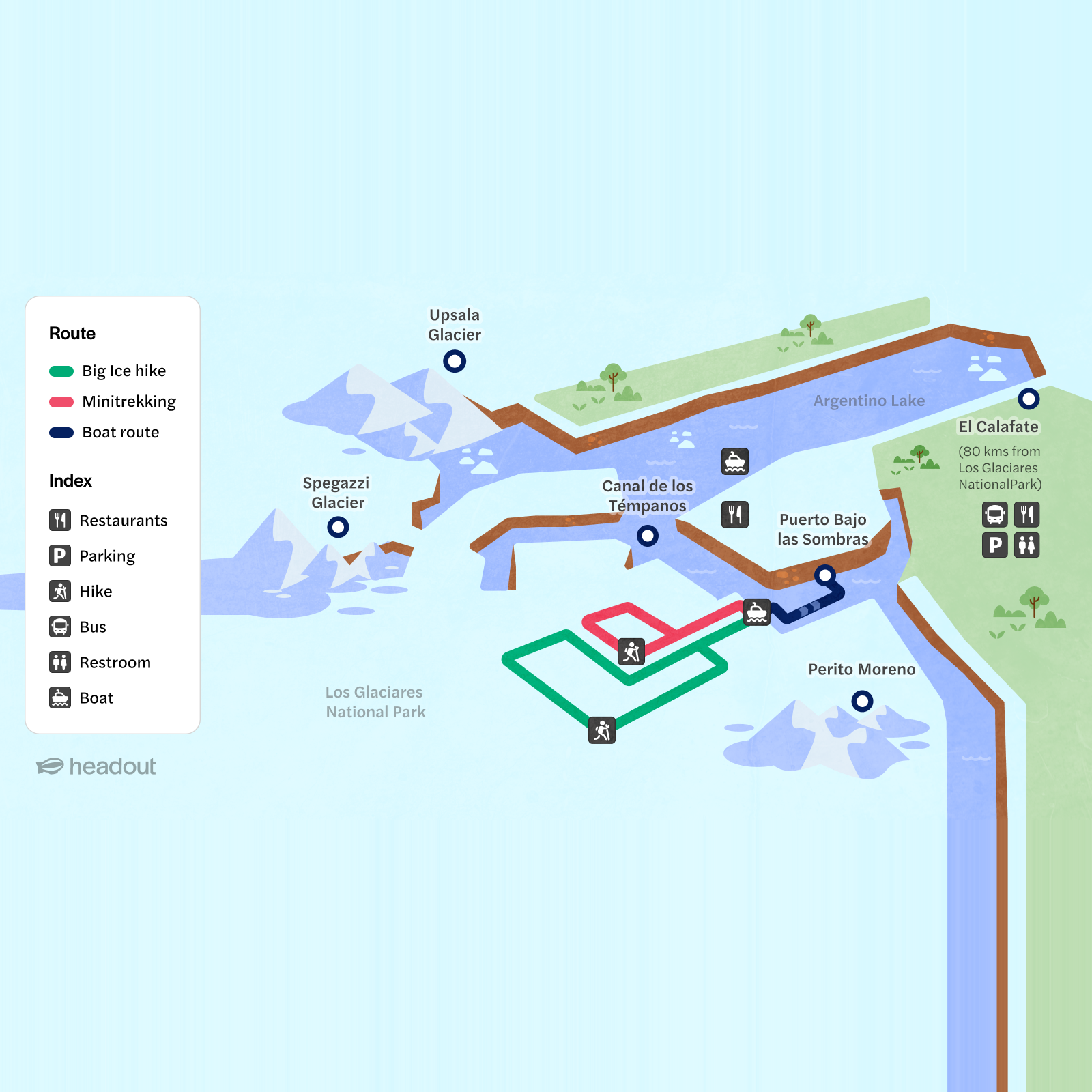 Perito moreno map hikes