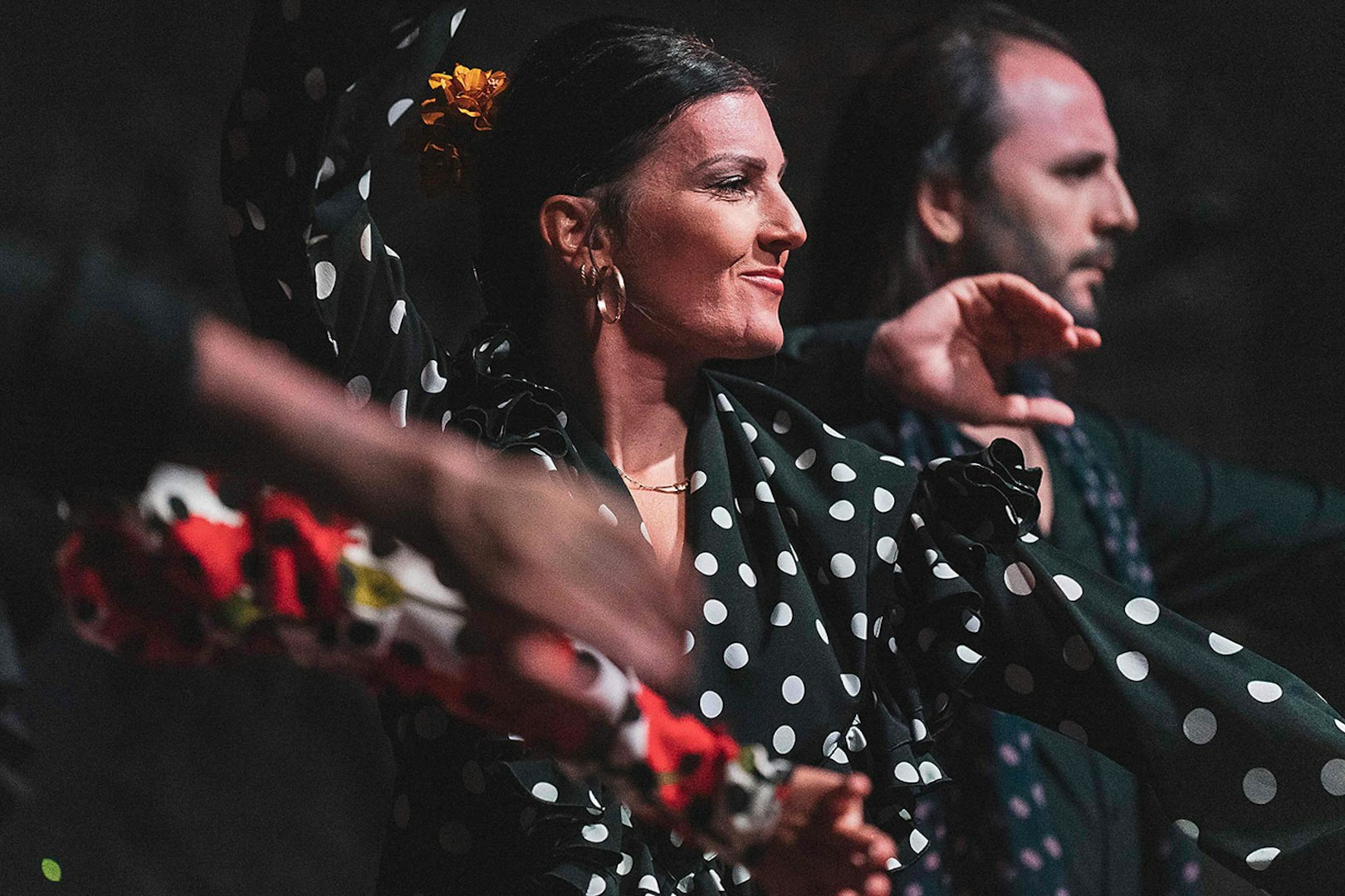 Flamenco dancers performing at Palau Dalmases, Barcelona.