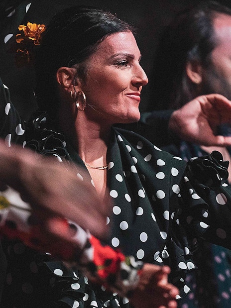 Flamenco dancers performing at Palau Dalmases, Barcelona.