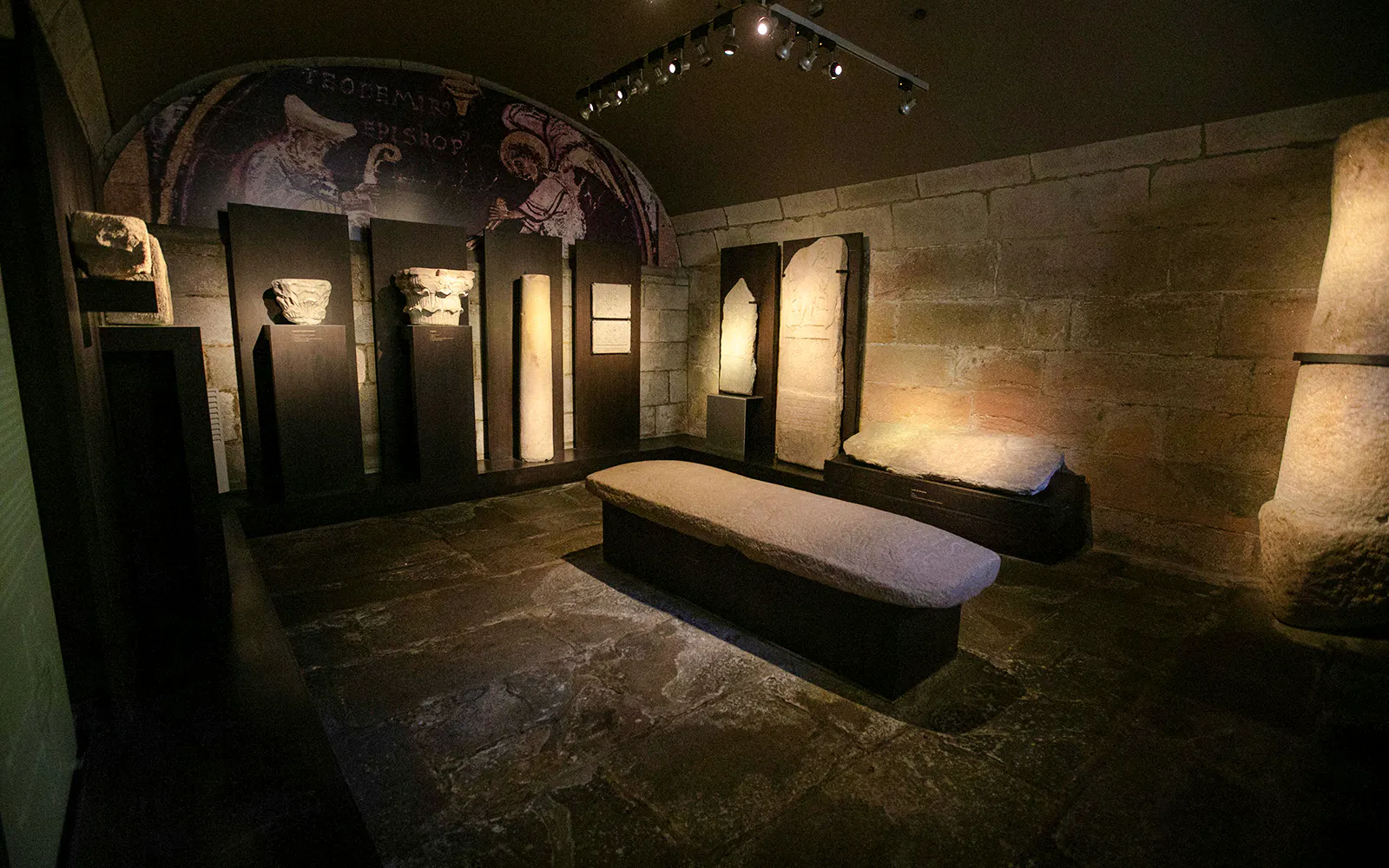 Artifacts displayed inside Santiago de Compostela Cathedral, Spain.