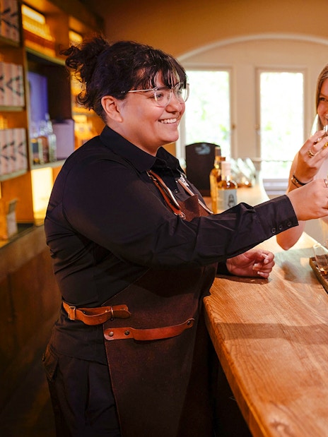 Guests enjoying a whiskey tasting at the Irish Whiskey Museum in Dublin.