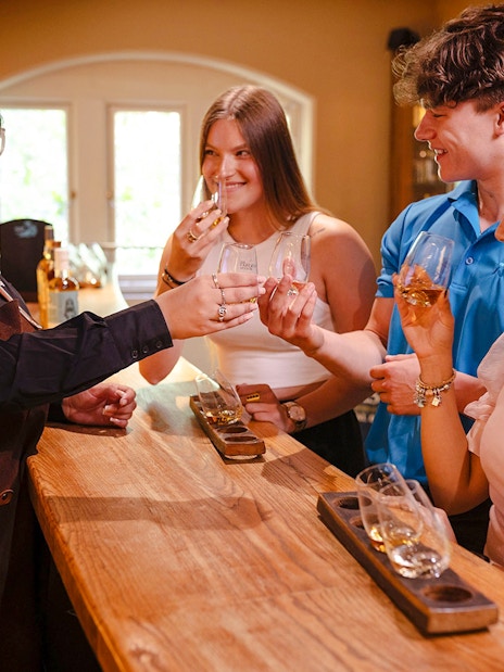 Guests enjoying a whiskey tasting at the Irish Whiskey Museum in Dublin.