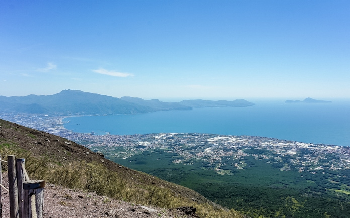 View of Naples and the Bay of Naples from Mount Vesuvius hike.