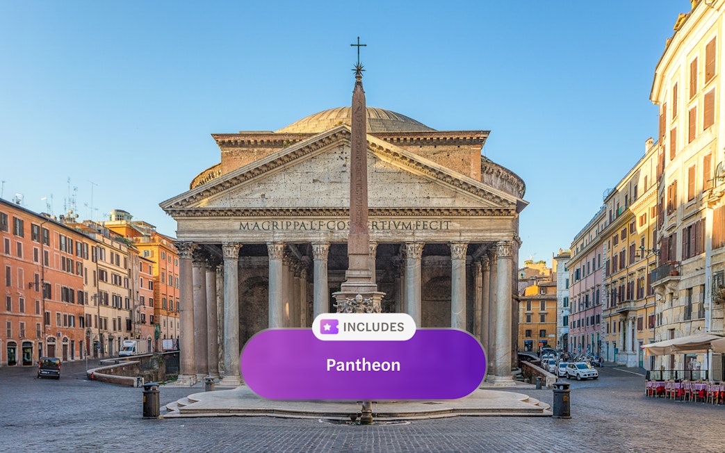 Pantheon in Rome with obelisk in front, part of Super Pass tour.