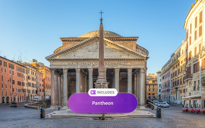 Pantheon in Rome with obelisk in front, part of Super Pass tour.