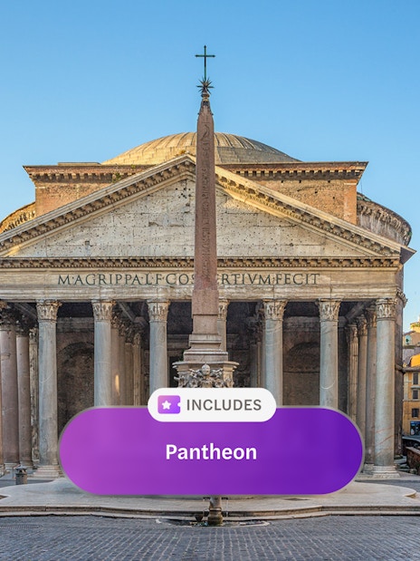 Pantheon in Rome with obelisk in front, part of Super Pass tour.