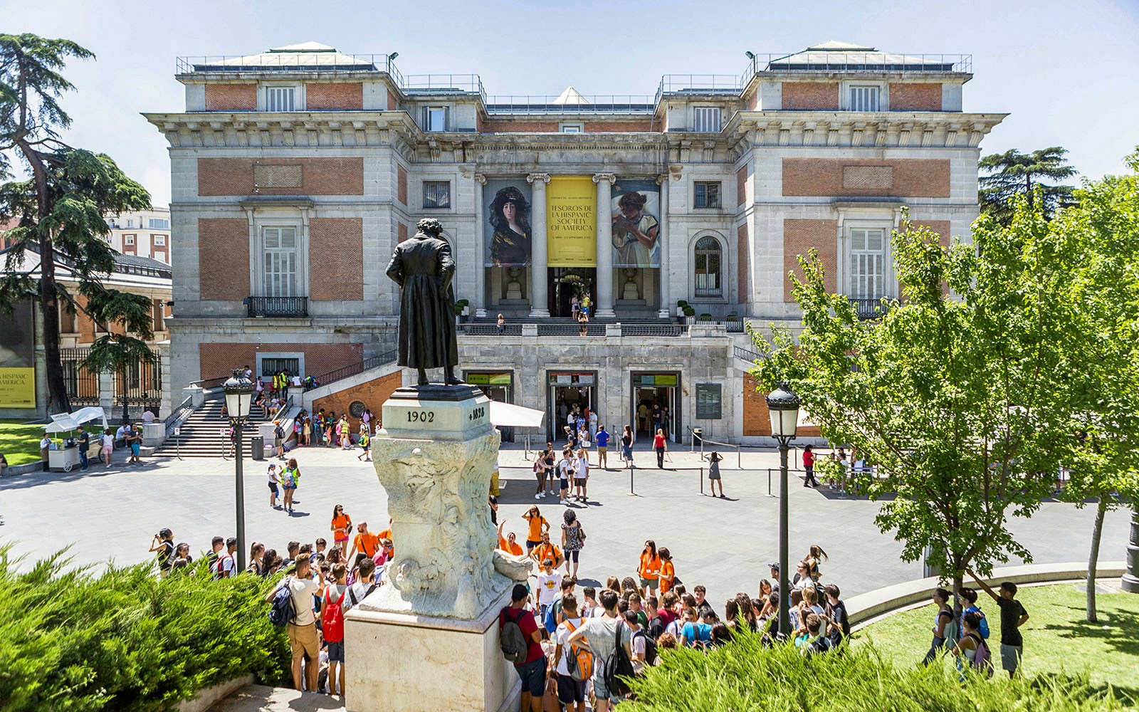 Tourists exploring the famous Prado Museum in Madrid, Spain, showcasing unique art collections