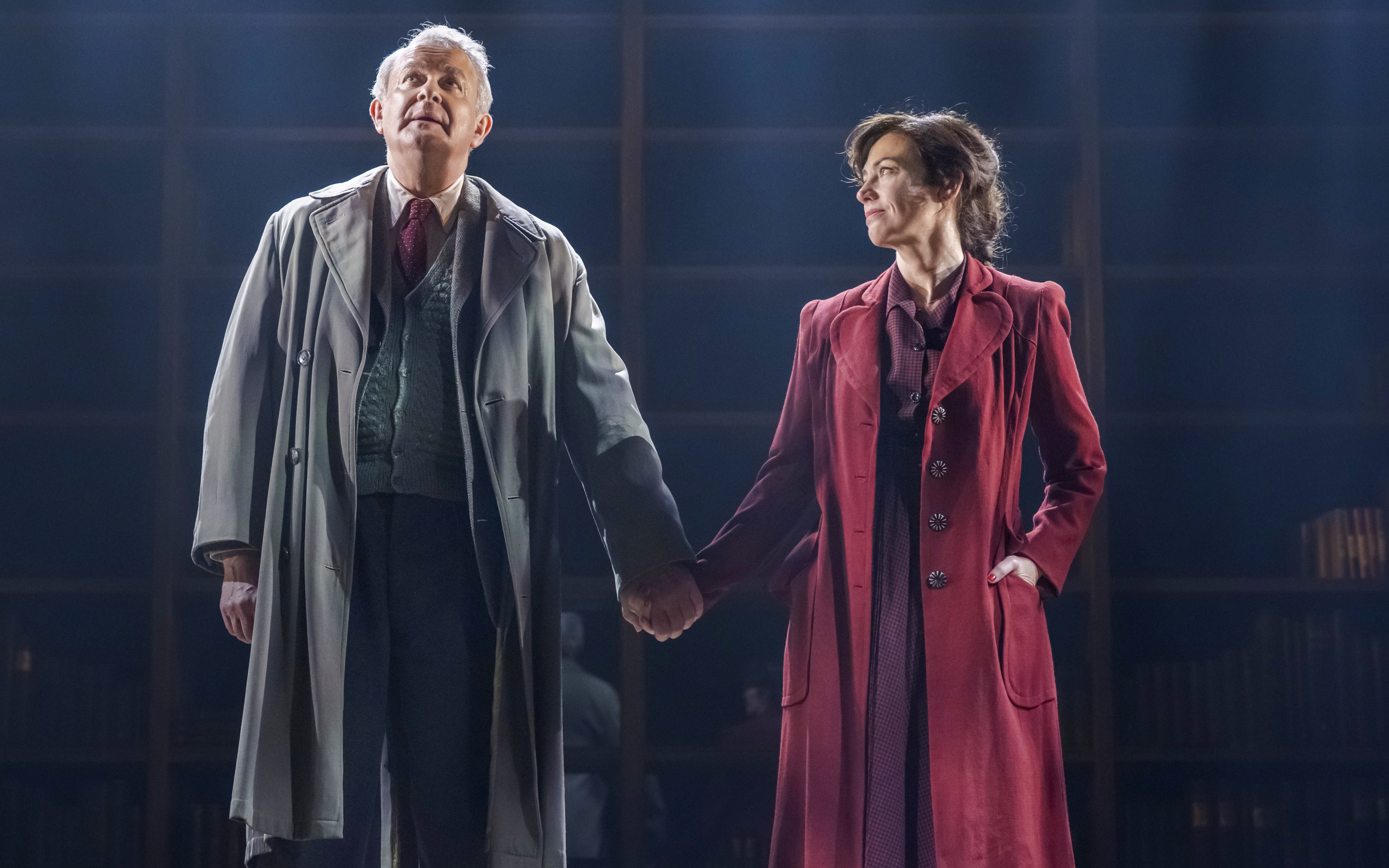 Stage actors holding hands during Shadowlands performance, West End.
