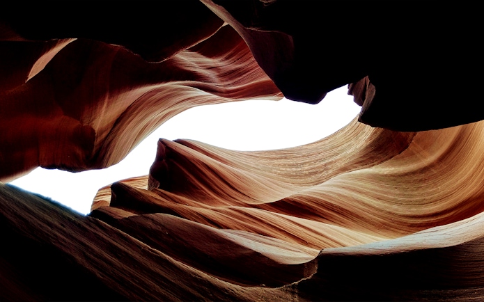 Lower Antelope Canyon's swirling sandstone formations in Arizona.