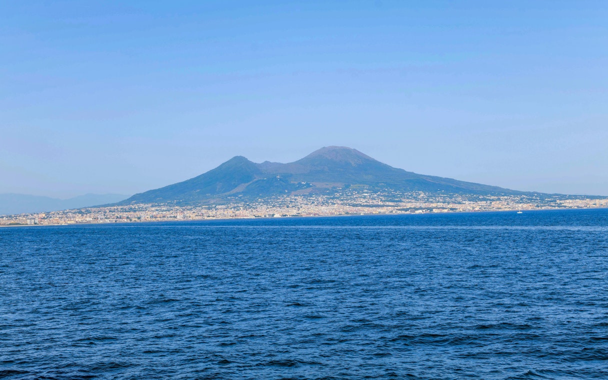 Mount Vesuvius overlooking the Bay of Naples, Italy.
