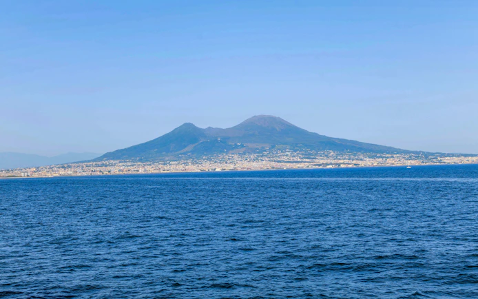 Mount Vesuvius overlooking the Bay of Naples, Italy.