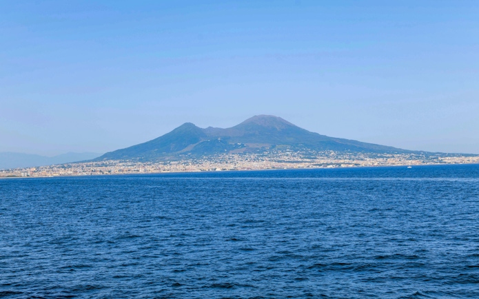 Mount Vesuvius overlooking the Bay of Naples, Italy.
