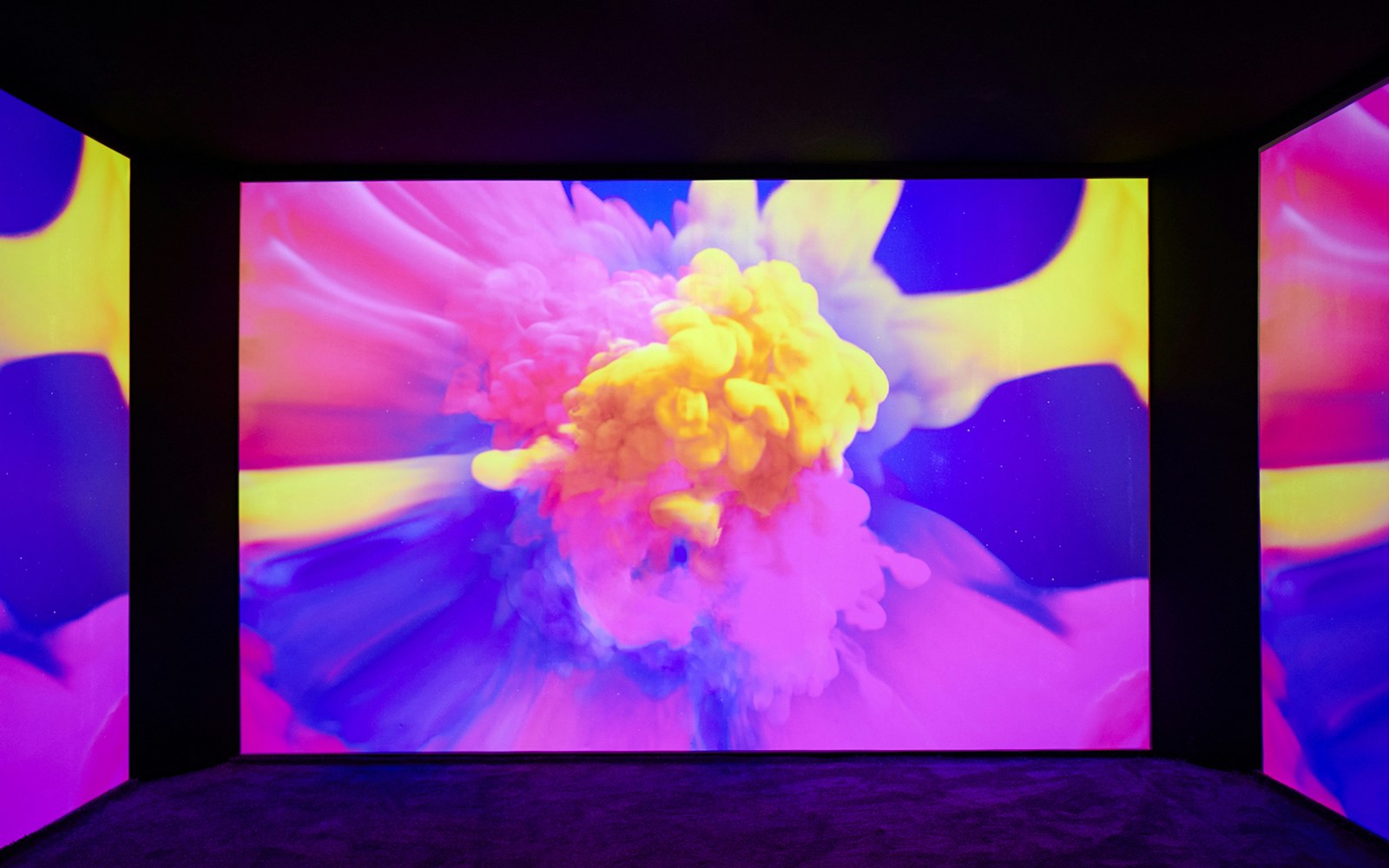 Vibrant abstract display at Cosmic Oasis, Dopamine Land.